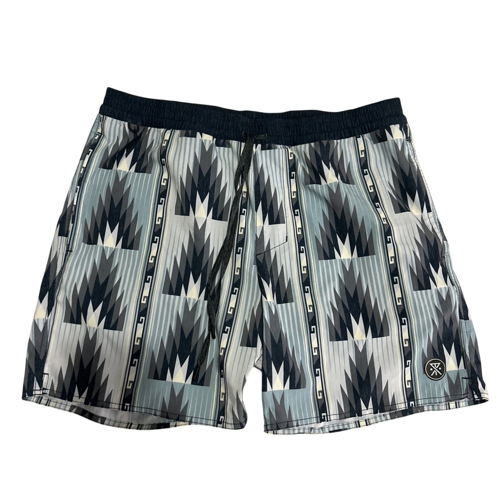 ROARK Mens Large 33 ‎ 5 Inseam Aztec Print Shorey Tremor 16" Logo Swim Trunks